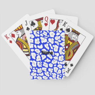 Cartas de juego con estampado de leopardo azul y b