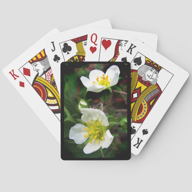 Cartas de juego con flores de fresa (Reverso)