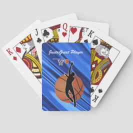 Cartas de juego con jugador de baloncesto y bola