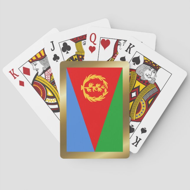 Cartas de juego con la bandera de Eritrea (Reverso)