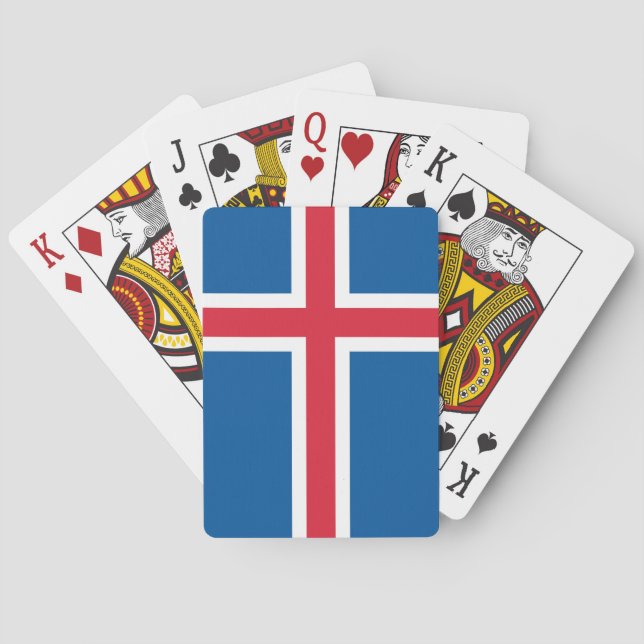 Cartas de juego con la bandera de Islandia (Reverso)