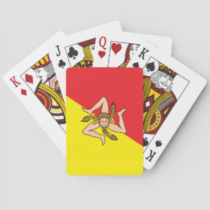 Cartas de juego con la bandera de Sicilia