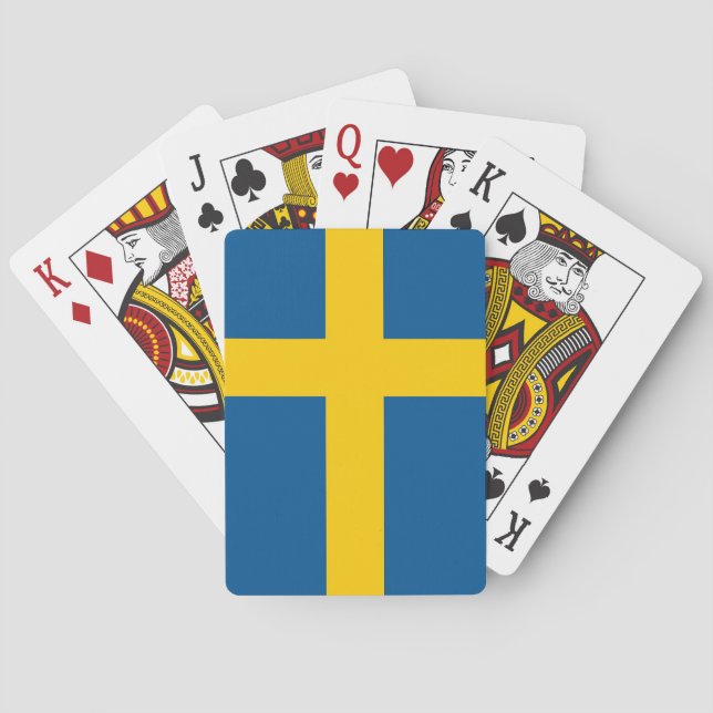 Cartas de juego con la bandera de Suecia (Reverso)