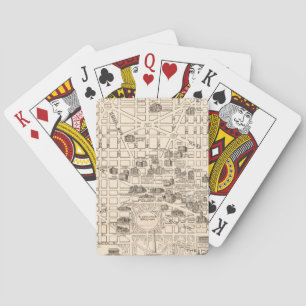 Cartas de juego con mapa antiguo de Washington DC
