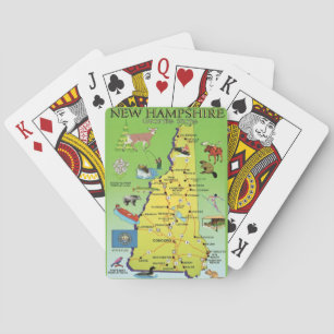 Cartas de juego con mapa ilustrado de New Hampshir