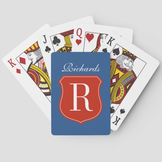 Cartas de juego con monograma de apellido personal (Reverso)
