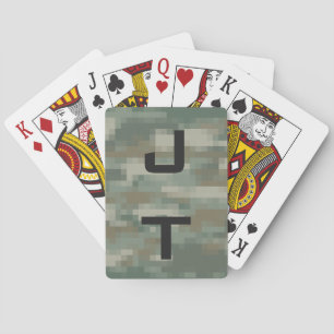 Cartas de juego con monograma y camuflaje de ejérc