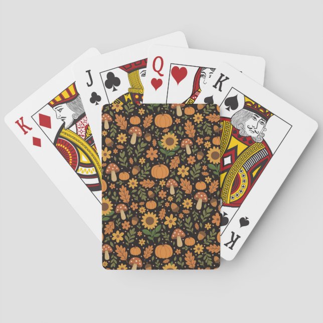 Cartas de juego con patrón de otoño rústico dibuja (Reverso)