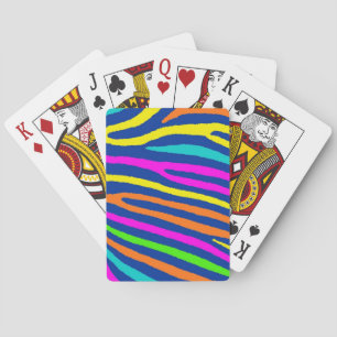 Cartas de juego con rayas de cebra de colores bril