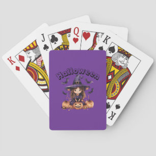 Cartas de juego con temas de bruja de Halloween