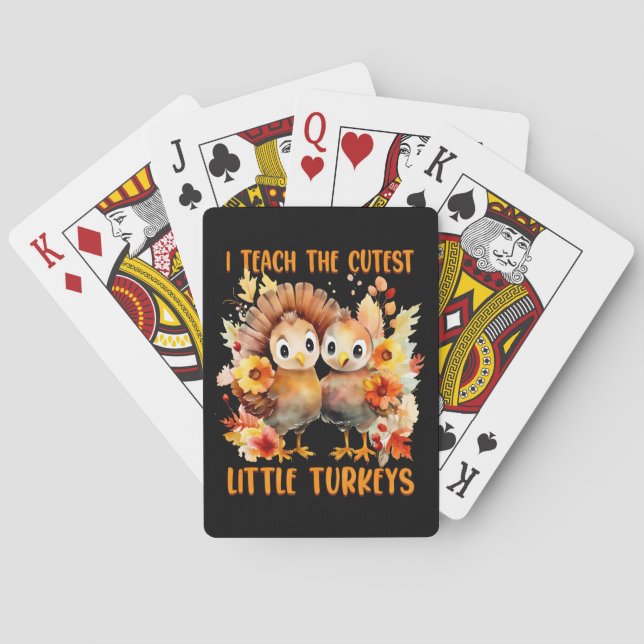 Cartas de juego de Acción de Gracias para profesor (Reverso)