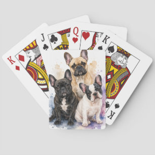 Cartas de juego de acuarela de Bulldog Francés