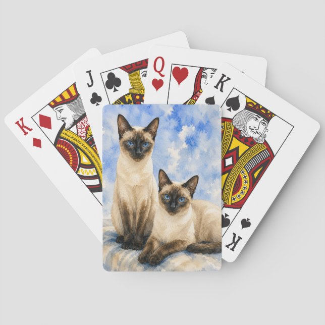 Cartas de Juego de Acuarela de Gato Siamés (Reverso)