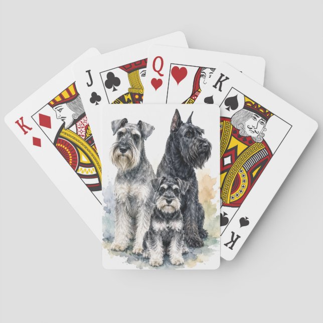 Cartas de Juego de Acuarela de Perro Schnauzer (Reverso)