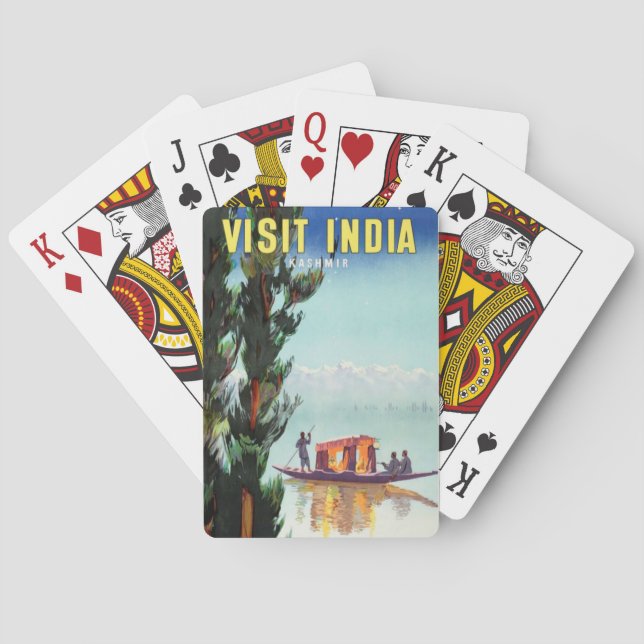 Cartas de juego de afiches de viaje de India (Reverso)