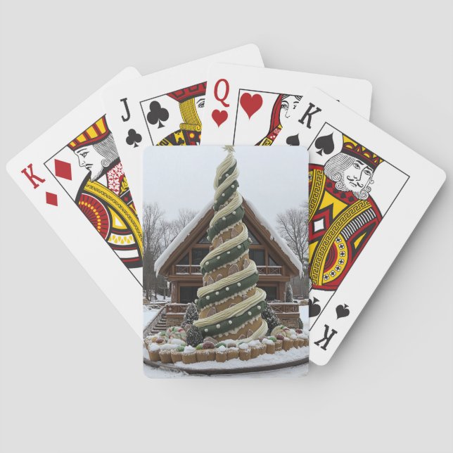 Cartas de juego de árbol de Navidad con remolino d (Reverso)