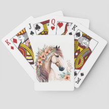 Cartas de juego de arte de caballos florales