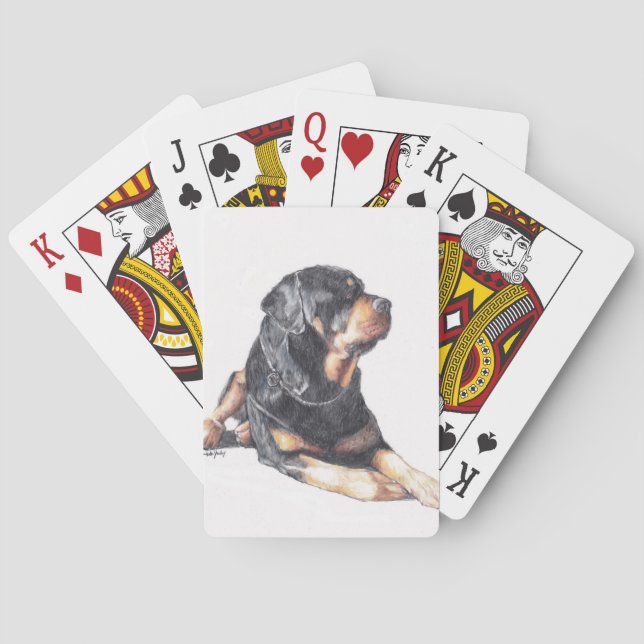 Cartas de juego de arte del perro Rottweiler (Reverso)