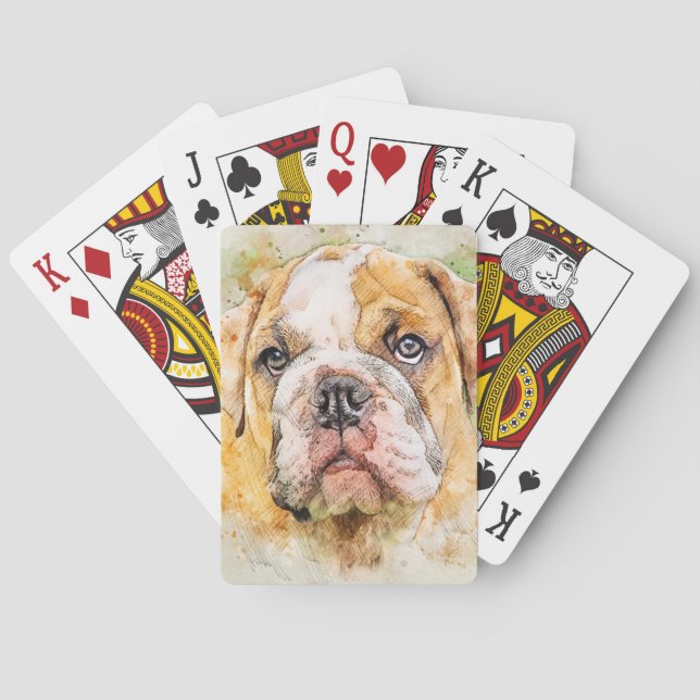 Cartas de juego de arte en Bulldog inglés (Reverso)