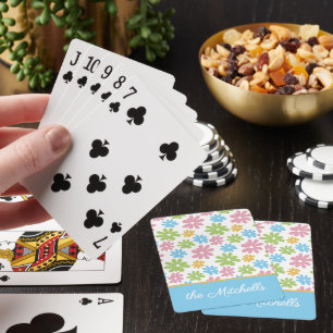 Cartas de juego de arte floral retro personalizada