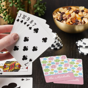 Cartas de juego de arte floral retro personalizada