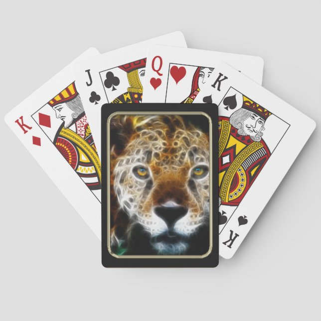 Cartas de juego de arte fractal Cheetah Face (Reverso)