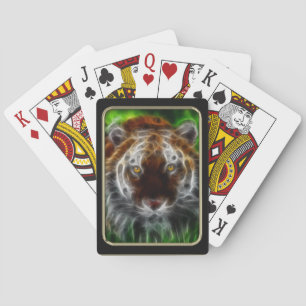 Cartas de juego de arte fractal con cara de tigre