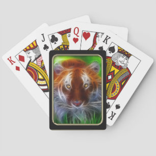 Cartas de juego de arte fractal con cara de tigre