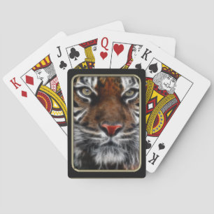 Cartas de juego de arte fractal con cara de tigre