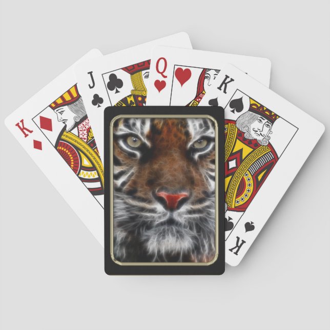 Cartas de juego de arte fractal con cara de tigre (Reverso)