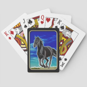 Cartas de juego de arte fractal de caballos negros