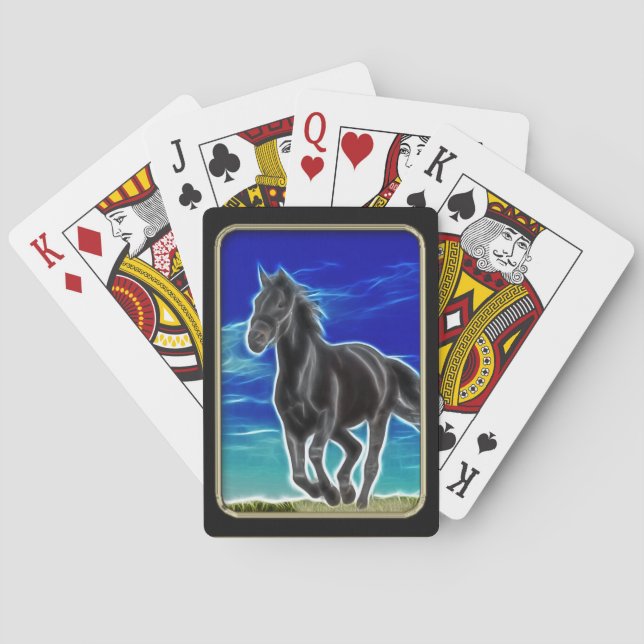 Cartas de juego de arte fractal de caballos negros (Reverso)