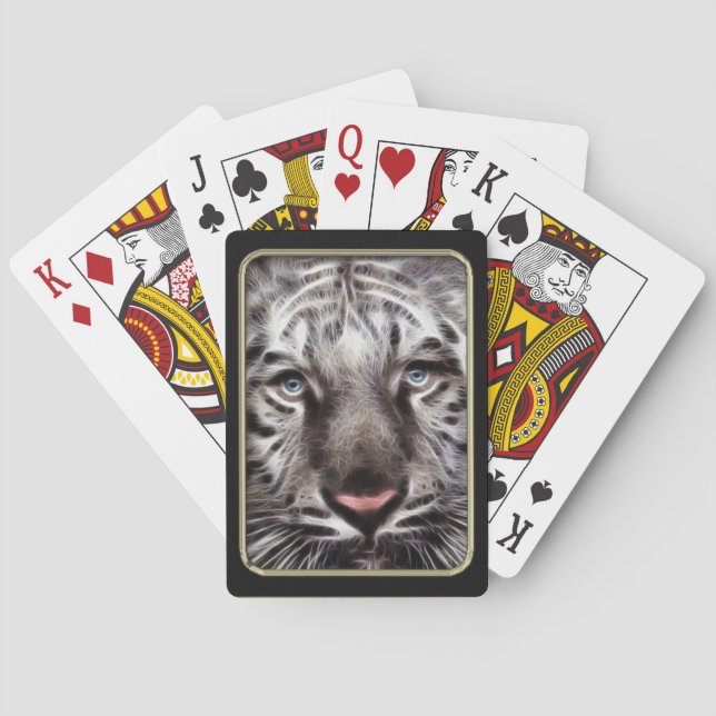 Cartas de juego de arte fractal de tigres blancos (Reverso)
