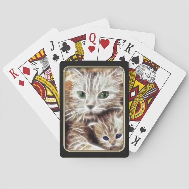 Cartas de juego de arte fractal para gatos y gatit (Reverso)