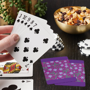 Cartas de juego de arte morado floral