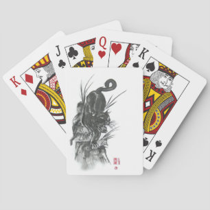 Cartas de juego de arte que descienden de pantera