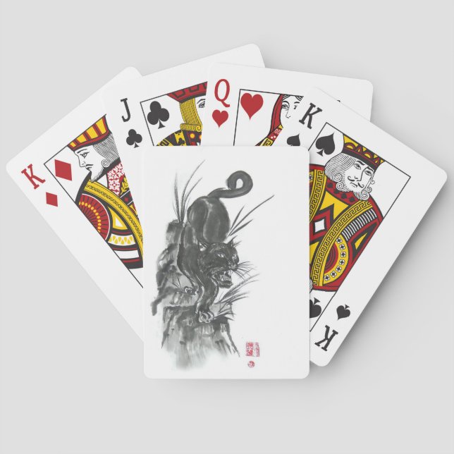 Cartas de juego de arte que descienden de pantera  (Reverso)