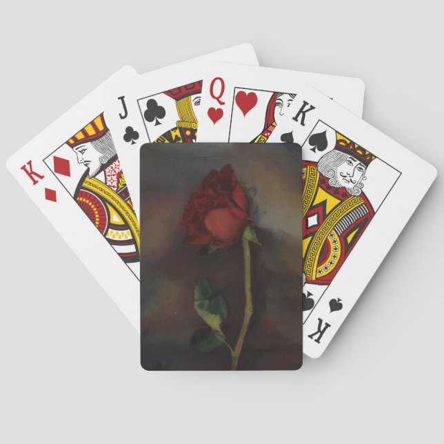 Cartas de juego de arte rosa rojo (Reverso)