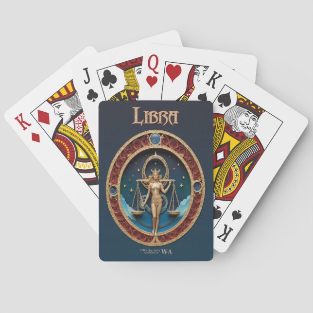 Cartas de juego de astrología - Rótulo Libra Zodia (Reverso)