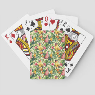 Cartas de juego de aves y flores tropicales