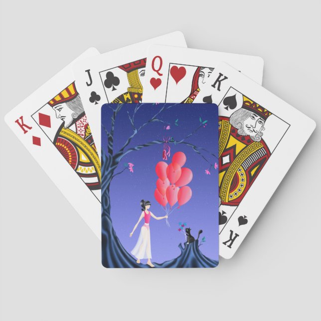 Cartas de juego de Ballerina y Cat Night Sky (Reverso)