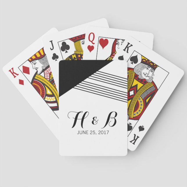 Cartas de juego de banda geométrica blanca negra (Reverso)