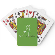 Cartas de juego de bicicletas monogramadas verde b