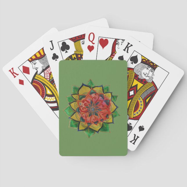 Cartas de juego de Bicycle® Poker Green Mandala (Reverso)