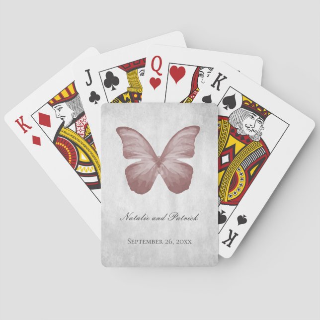 Cartas de juego de Boda de mariposa rosa (Reverso)