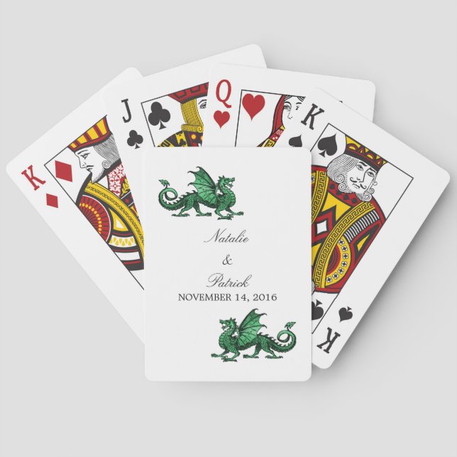 Cartas de juego de Boda Dragón Verde (Reverso)