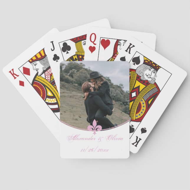 Cartas de juego de Boda fotográfico Rosa Fleur de  (Reverso)