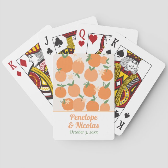 Cartas de juego de Boho Summer Naranja Boda (Reverso)