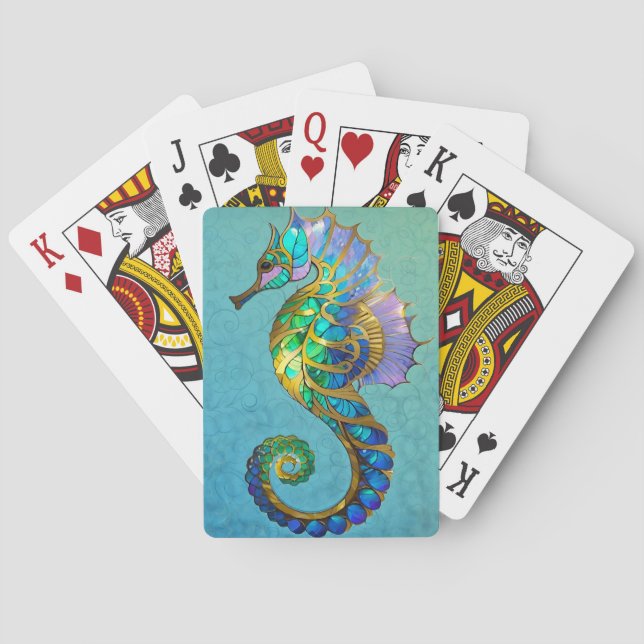 Cartas de juego de caballito de mar mágico dorado (Reverso)