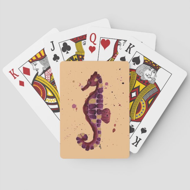 Cartas de juego de caballito de mar morado Purpuri (Reverso)